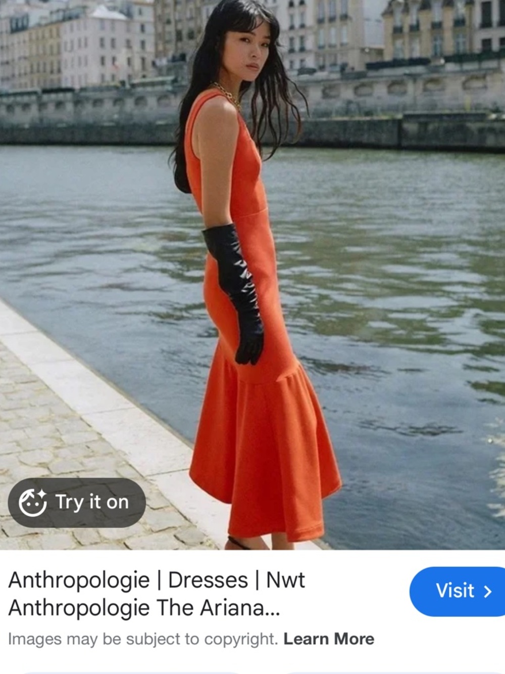 NWT Long Asymmetrical Orange Anthropologie Dress - Picture 6 of 6